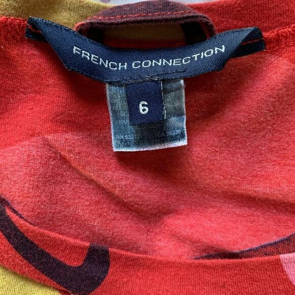 French Connection Red Bold Floral Crop Sleeve Dress Size 6 - Picture 4 of 5